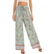 thumbnail image 1 of Mujer Verano Pierna Ancha Elástico Cintura Alta Estampado Boho Hippie Pantalones Pierna Ancha Verde Guisante Floral Talla Mediana, 1 of 5