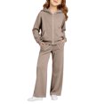 thumbnail image 6 of Angala 2 Piece Outfits For Girls Hooded Long Sleeve Sweatshirt With Wide Leg Pants Set Girls Autumn Daily Wear Clothes, 6 of 7