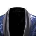 thumbnail image 6 of hopeusnice Men's Sequin Suit Jacket One Button Slim Fit Party Blazer Prom Tuxedo Dinner Wedding Navy XXL, 6 of 7