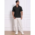 thumbnail image 5 of DARING DIVA Men's Camp Collar Button Down Short Sleeve Distressed Ripped Shirts M Black, 5 of 7