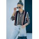 thumbnail image 2 of ABPHQTO Camisa de mujer moderna de rayas negras y marrones para mujer, 2 of 5