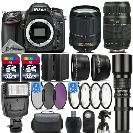 Nikon D7100 DSLR Camera + Nikon 18-140mm VR + 70-300mm + 500mm + Flash -64GB (Nikon D7100 Best Price Canada)