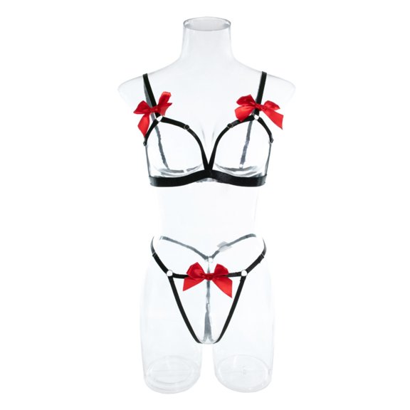 Lingerie for Women Breast Breasts Bowknot Color Matching Hollow Underwear Two Set Elegant Teddy Babydoll Dress for Women