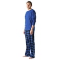 thumbnail image 2 of #FollowMe Mens Polar Fleece Pajama Pants Set  Ultra-Warm Sleepwear & PJs (Blue Top / Blue Buffalo Plaid Pant, Medium), 2 of 3