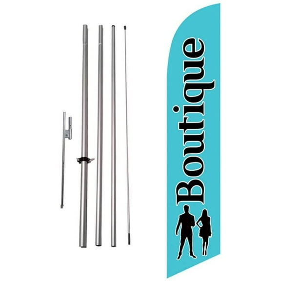 Boutique Advertising Feather Banner Swooper Flag Sign with Flag Pole Kit and Ground Stake
