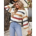 thumbnail image 3 of Cogild Sweaters for Women Striped Crewneck Long Sleeve Knit Pullover Sweater, 3 of 10