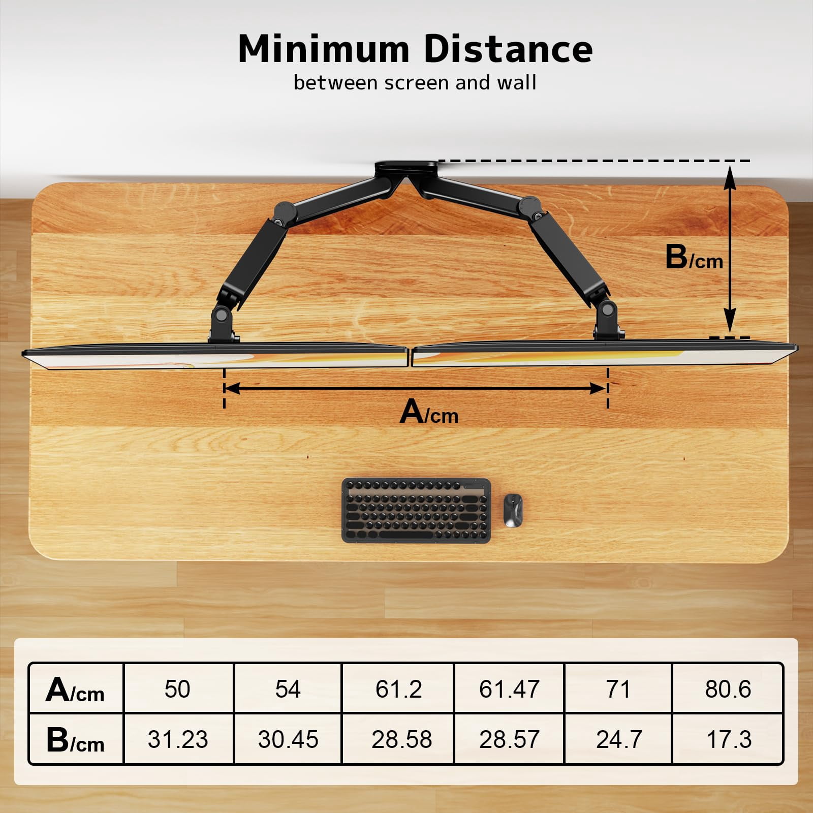 PUTORSEN Dual Monitor Wall Mount for 17-32 inch Flat/Curved Computer Screens, Each Holds Up to 19.8lbs