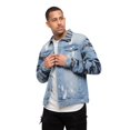 thumbnail image 4 of Victorious Men's Distressed Tiger Stripe Camo Sleeve Denim Jean Jacket DK154 - Indigo - X-Large, 4 of 5