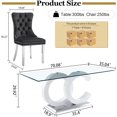 thumbnail image 6 of 7-Piece 70" Glass Dining Table Set, Tempered Glass Top with OC Shape Frame & Stainless Steel Base, 6 Velvet Chairs with Stainless Steel Legs, 6 of 7