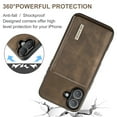 thumbnail image 4 of 2 in 1 Wallet Case for iPhone 16, Retro PU Leather Cell Phone Back Cover Magnetic Detachable with Wallet Credit Card Cash Holder Kickstand for iPhone 16, Coffee, 4 of 9
