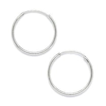 14k White Gold 16mm Round Hoop Earrings