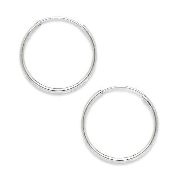 14k White Gold 16mm Round Hoop Earrings