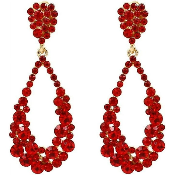 Rhinestone Teardrop Earrings for Women,Sparkling Cubic Zirconia Waterdrop Dangle Drop Earrings Colorful Earrings Accessories Party Prom