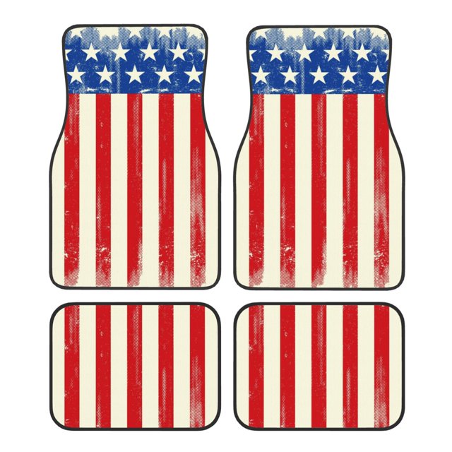 Balery America Flags2 Juego de 4 Alfombrillas para Auto, Revestimientos de Caucho Resistente, Diseño Antideslizante