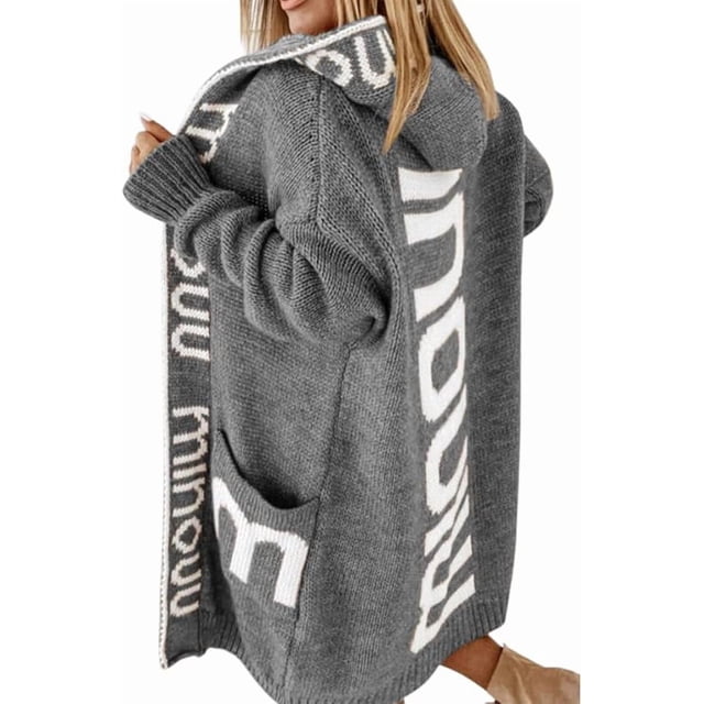 Cárdigan de mujer, cárdigan largo, sudadera con capucha, holgado, cálido, otoño, chaqueta de invierno, abrigo con capucha