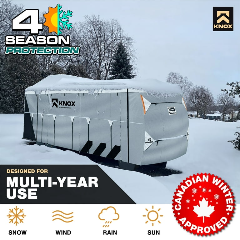 KNOX 3rd Gen Motorhome RV Cover Class A, Anti-Tear 7 Layer APEX Fabric,  Superior Class A Motorhome Cover, Camper RV Trailer Cover Includes Ladder  Cover, Tire Covers, and Gutter Covers - Size