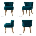 thumbnail image 5 of Makeup Vanity Stool Dressing Table Accent Chair Set of 2 Velvet Tufted Upholstered Cushioned Wood Leg Home Bedroom Living Room Teal, 5 of 8