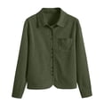 thumbnail image 6 of Zpanxa Fleece Jacket Women Corduroy Button Front Long Sleeve Shirt Jacket Loose Fit Solid Color Casual Lightweight with Pockets Fall Outerwear, 6 of 7
