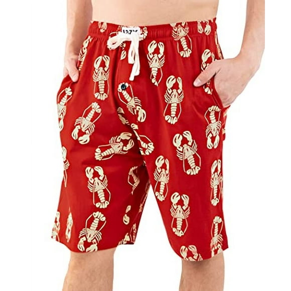 Lazy One Pajama Shorts for Men Men's Pajama Bottoms Sleepwear Crustacean Animal Ocean (Lobster X-Small)