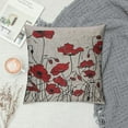 thumbnail image 2 of ONETECH  Poppy Flower Lumbar Pillow Cases Spring Garden Pastoral Plant Red Blossom Flowers Decorative Throw Pillow Cover Rectangle Cushion Covers Cotton Linen, 2 of 5