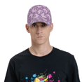 thumbnail image 4 of Balery Purple Butterflies Floral Gorra de béisbol de tamaño ajustable para correr, entrenar y actividades al aire libre. Gorra de papá para todas las estaciones., 4 of 6