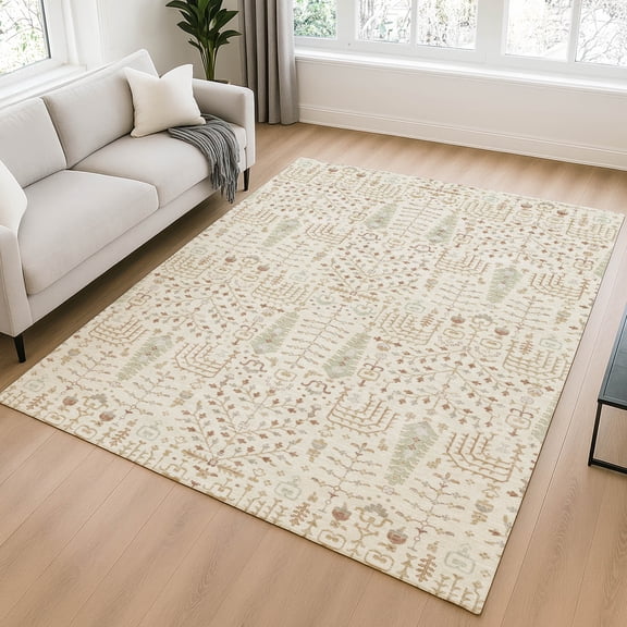 Addison Rugs Chantille Indoor/Outdoor Traditional Global Cream Machine Washable Rectangle Rug, 9' x 12'