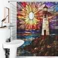 thumbnail image 4 of Sunset Lighthouse Shower Curtains - Bath Shower Curtain Set with 12 Hooks for Adults Kids Bathroom Decor Accessories, 4 of 7