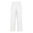 thumbnail image 4 of WIZUTIZ Womens Linen Pants Retro Stylish Loose Wide Leg Pants Spandex Elastic High Waist 7/8 Length Summer Pants Solid with Pockets Pants for Teen Girls Gym Party White, 4 of 4