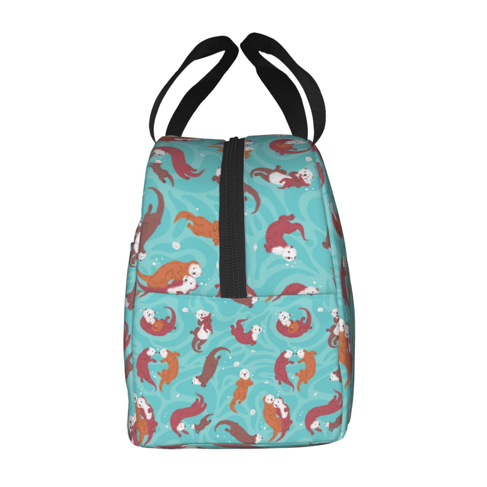 Ratiio Sea Otters Family In Blue Water Print Lunch Bag Lunch Box Insulated Lunch Bag Adult Lunch Box for Men and Women