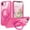 Rose, variant on Dteck for iPhone 16e Case with Screen Protector, Magnetic for iPhone 16E Phone Case Compatible with MagSafe, Military Grade Drop Tested Translucent Hard Back Protective Cover with Ring Stand,Pink