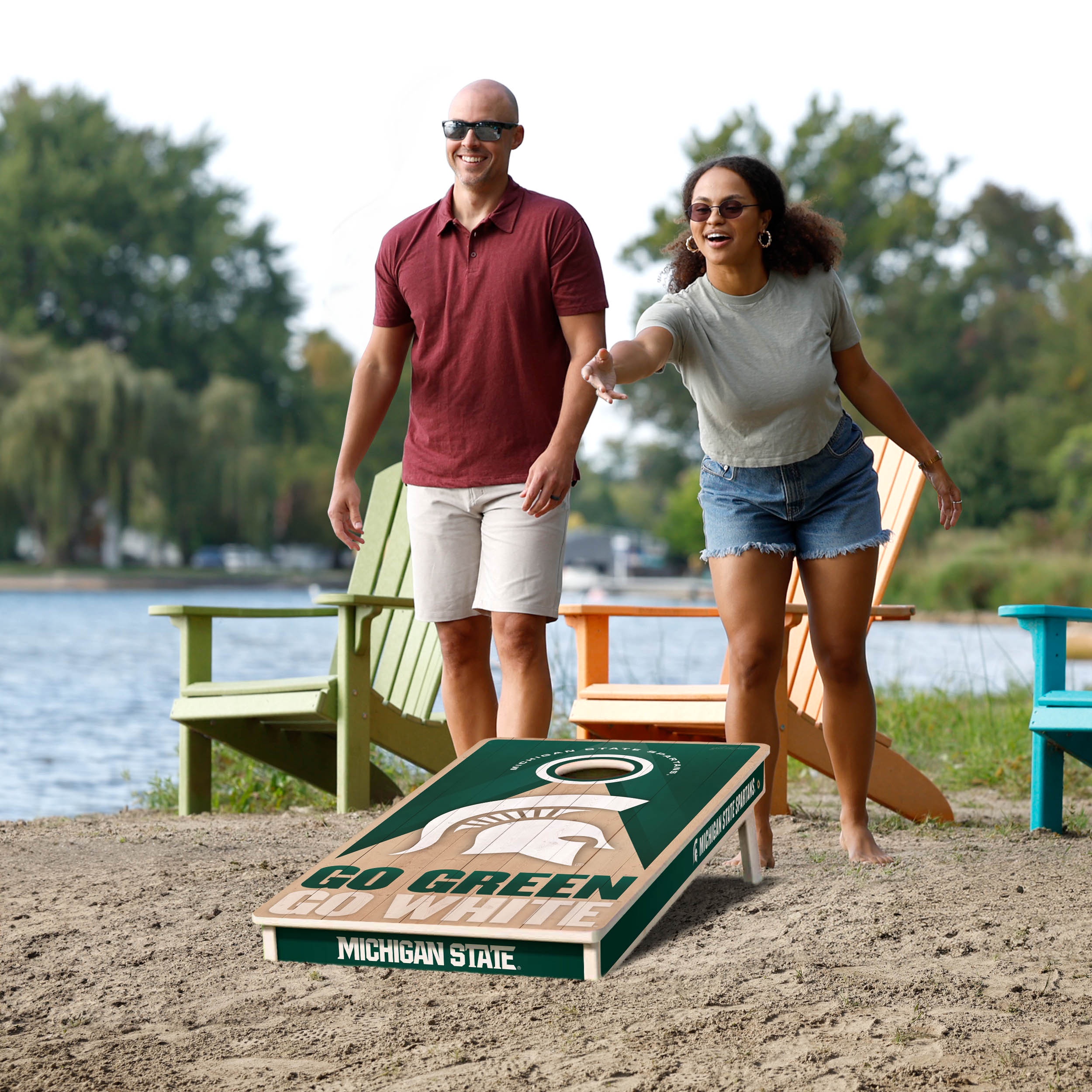 YouTheFan NCAA MI St Spartans 2X4 Slogan Series Cornhole NO BAGS
