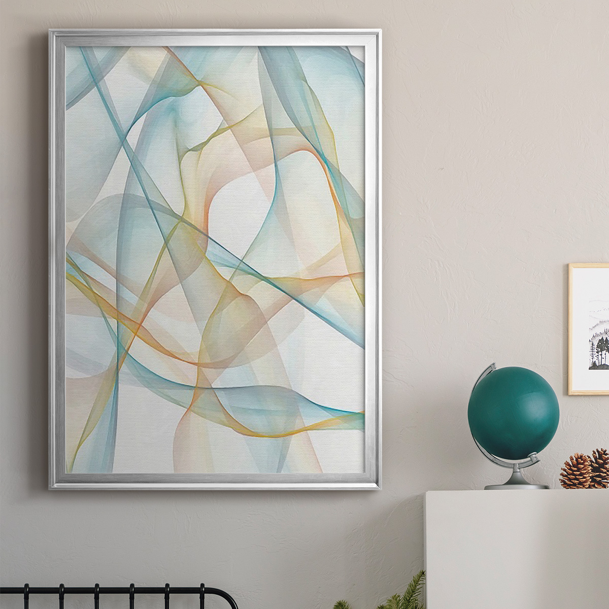 Curves and Waves III Premium Framed Print, in Gold, Black, or Silver - Ready to Hang