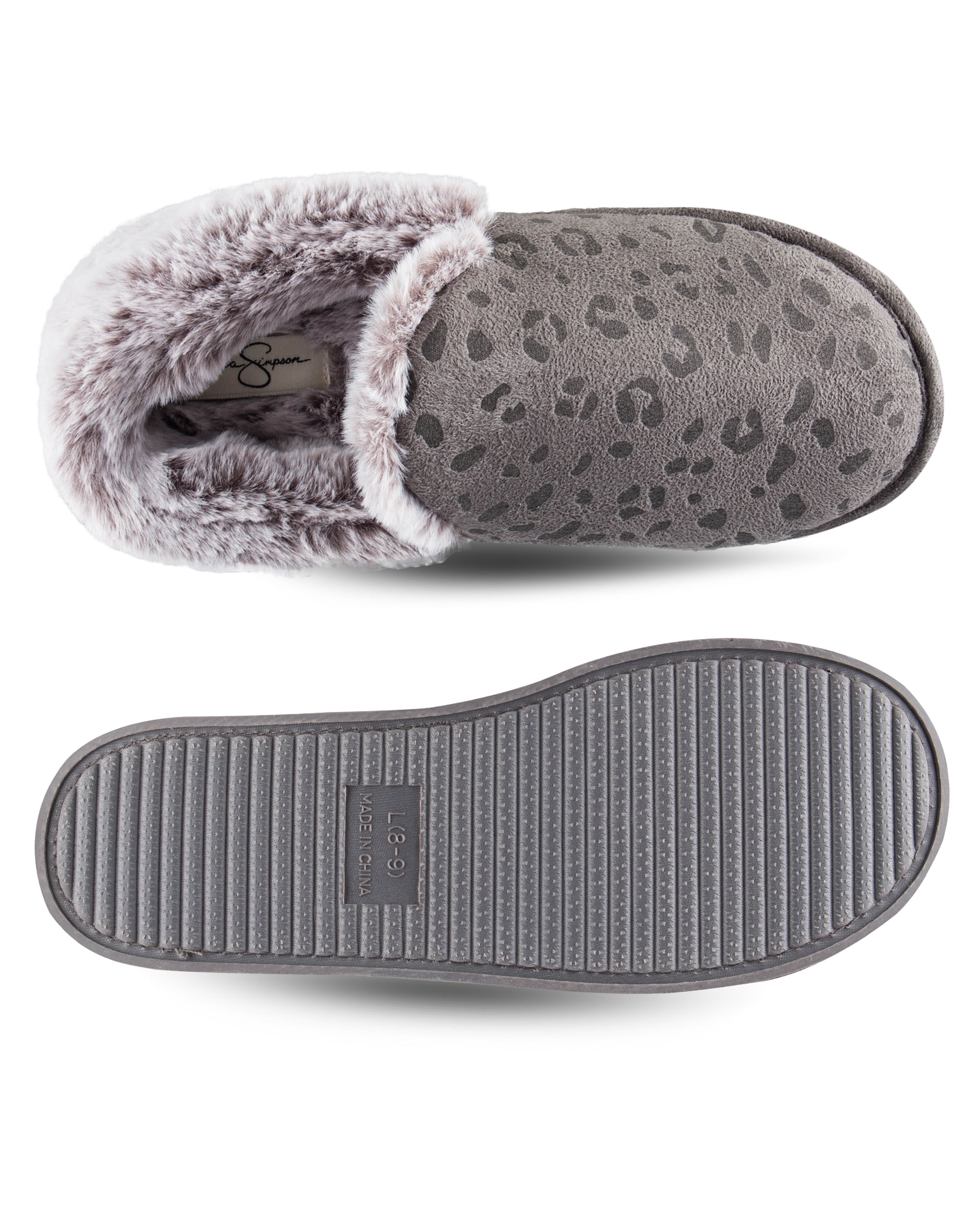 Jessica Simpson Women's Leopard Embossed Slip-On Plush Slipper