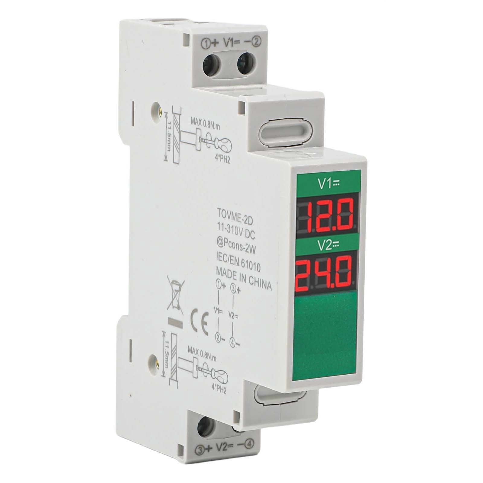 2/3Way for Din Rail Mount Voltage Meter DC11V-310V LED Digital Display Detector