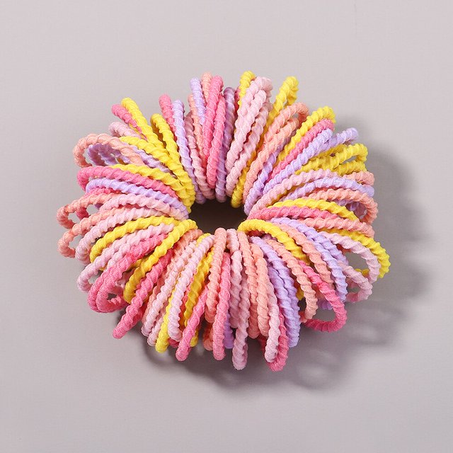 Lote de 100 diademas para niña, gomas elásticas de Color caramelo para el pelo, accesorios para el cabello para bebé