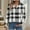 Black, variant on Casual Tops Womens Tops V Neck Button Random Plaid Print Long Sleeve Loose Spring Summer Top