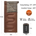thumbnail image 3 of KingCamp XL Lightweight Cotton Flannel Sleeping Bags, Oversized  Envelope Sleeping Bag for Adults for Backpacking & Camping, 5.07LBS ,Left (Coffee), 3 of 8