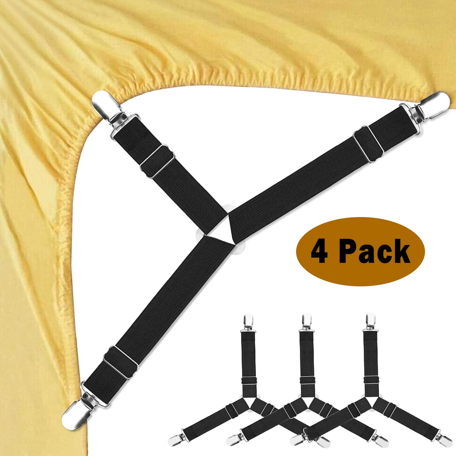 MAINYU 4 Pack Bed Sheet Holder Straps CrissCross Sheets Stays