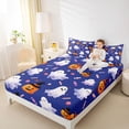 thumbnail image 4 of Manfei Halloween Ghost Skull King Sheets for Kids, Watercolor Blue Pumpkin Candy Bedding, 4 Pieces, 1 Flat Sheet, 1 Fitted Sheet and 2 Pillowcases, 4 of 6