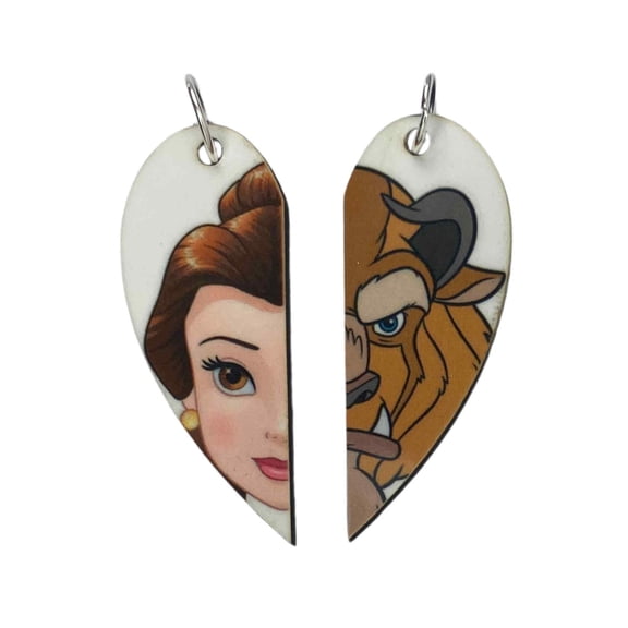 Belle & Beast Matching Heart Necklaces | Beauty and the Beast Couple Gifts | Gifts for Him or Her