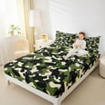 thumbnail image 4 of Feelyou Green Camouflage Teens Twin Sheet Sets, Hunting Duck Deer Twin Fitted Sheet, Rustic Jungle Wildlife Flat Sheet, Luxury Bedroom Decor, 3 Pieces, 4 of 7