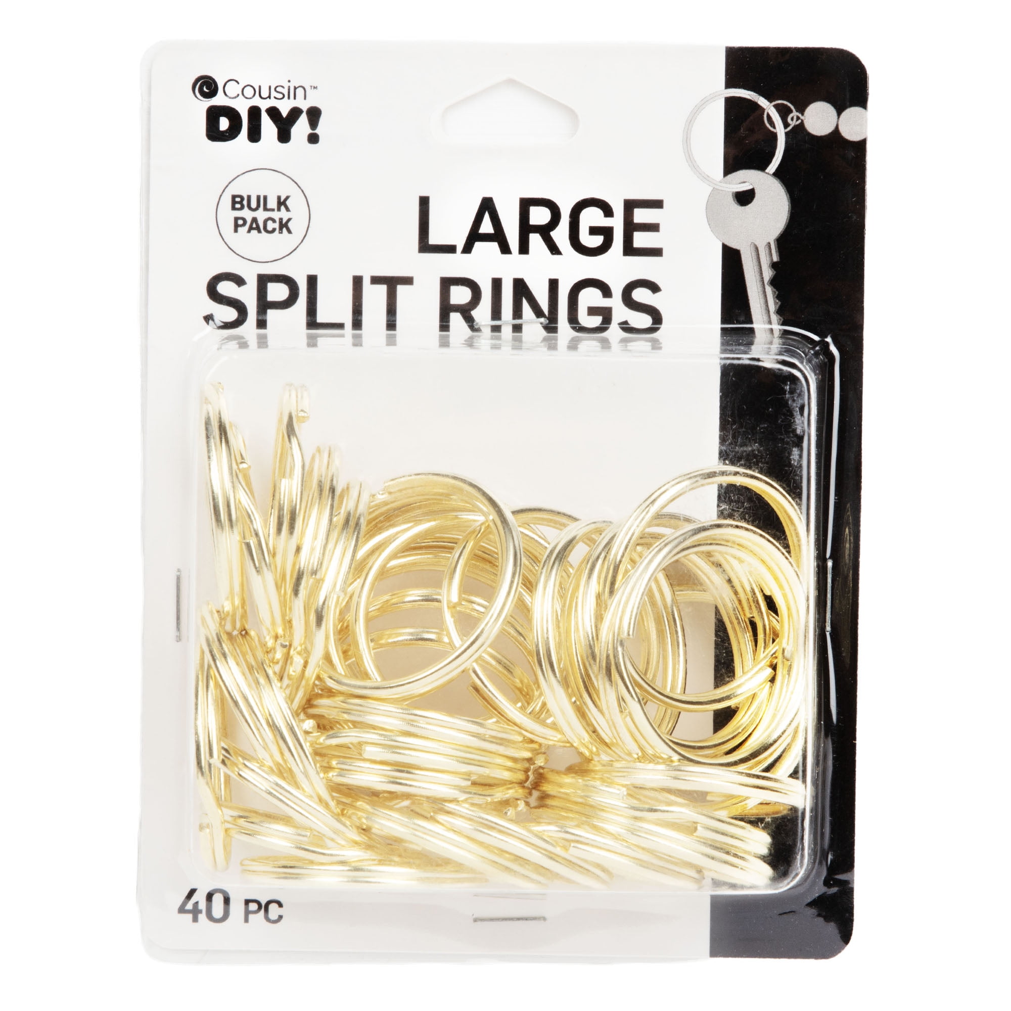 Cousin DIY 1.25in Large Polished Gold Split Rings, Key Rings, 40 Piece