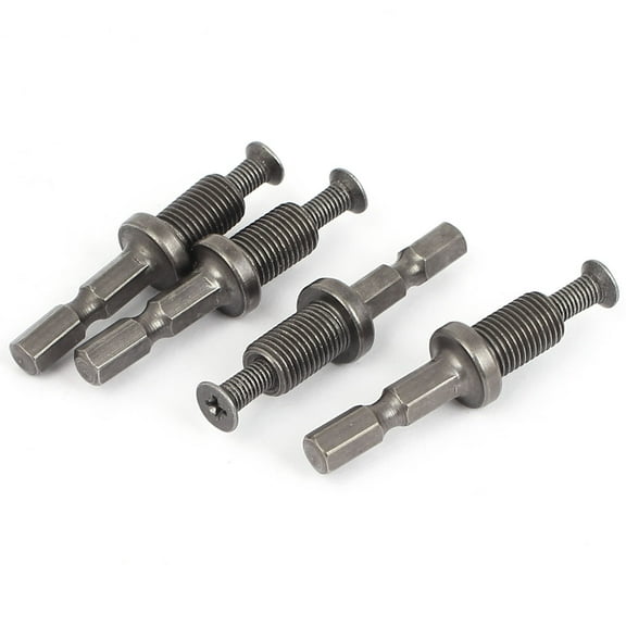Unique Bargains 1/4" Hex Shank to 3/8"-24UNF Thread Drill Chuck Adapter w Reverse Screw (4-Pack)