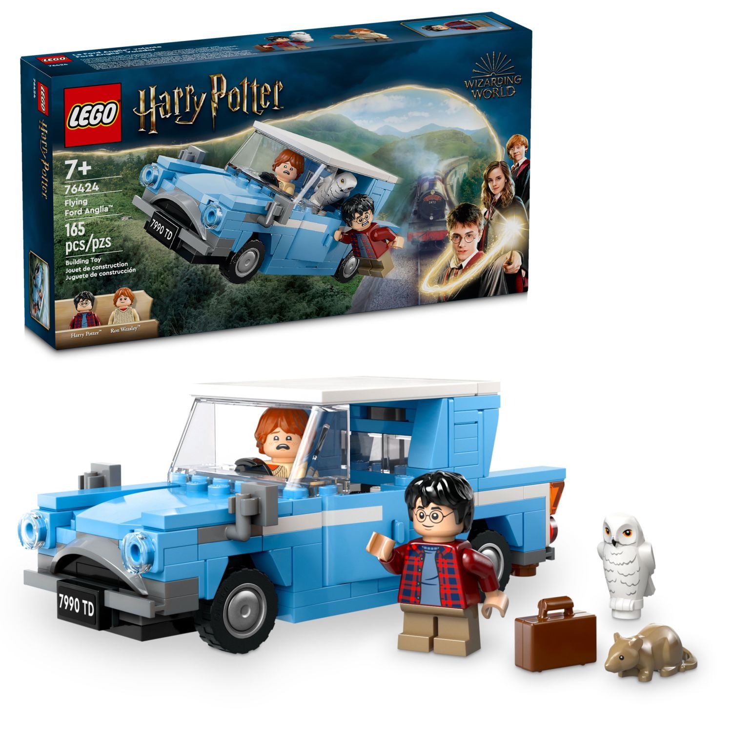 LEGO Harry Potter Flying Ford Anglia Buildable Car Toy with 2 Minifigures for Role Play Harry Potter Toy for Kids Harry Potter Car Fantasy Playset Gift for Boys and Girls Ages 7 and Up 76424