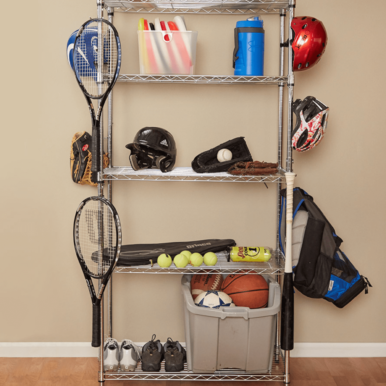 Variety Pack Shelf Pole Hooks – 5 Chrome Wire Shelving Hooks – J-Hook, C-Hook, Utility Hanger for Home & Garage Storage