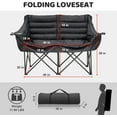 thumbnail image 2 of Double Camping Chair for Adults, 2 Person Loveseat Camping Chair with Cup & Wine Glass Holder, Portable Padded Double Folding Chair for Outdoor Camp Lawn Picnic Sports, Support 600LBS (Black), 2 of 14