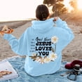 thumbnail image 6 of OSOLU Women's Casual Long Sleeve Hoodie Letter Floral Back Print Kangaroo Pocket Oversized Sweatshirt Light Blue, 6 of 6
