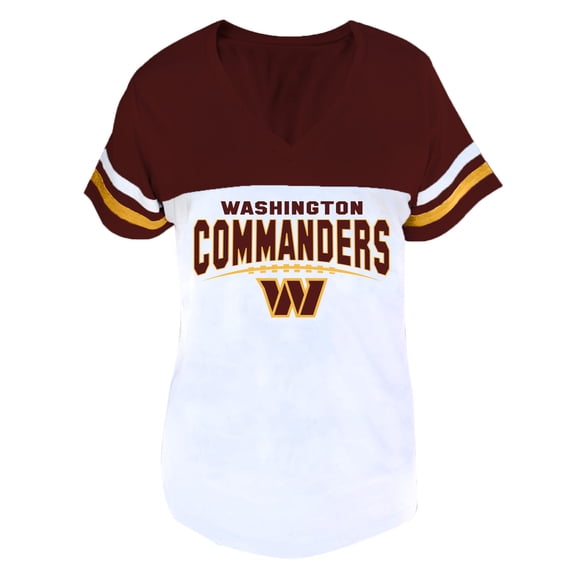 Women's Profile Burgundy/White Washington Commanders Plus Size Split Body V-Neck T-shirt