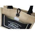 thumbnail image 6 of VOGRYE HELLO WEEKEND Printed Custom Jute Tote Bags with Canvas Front Pocket Reusable Natural Burlap Bags for Gifts, Shopping, 6 of 6