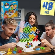 48PCS Tetra Tower, Fun Balance Stacking Building Blocks Board Game for Kids, Adults, Friends, Team, Classroom, Dorm, Family Game Night and Parties